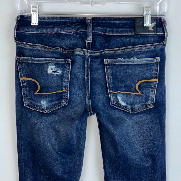 American Eagle Dark Wash Super Low Jegging Jeans - Picture 6 of 10